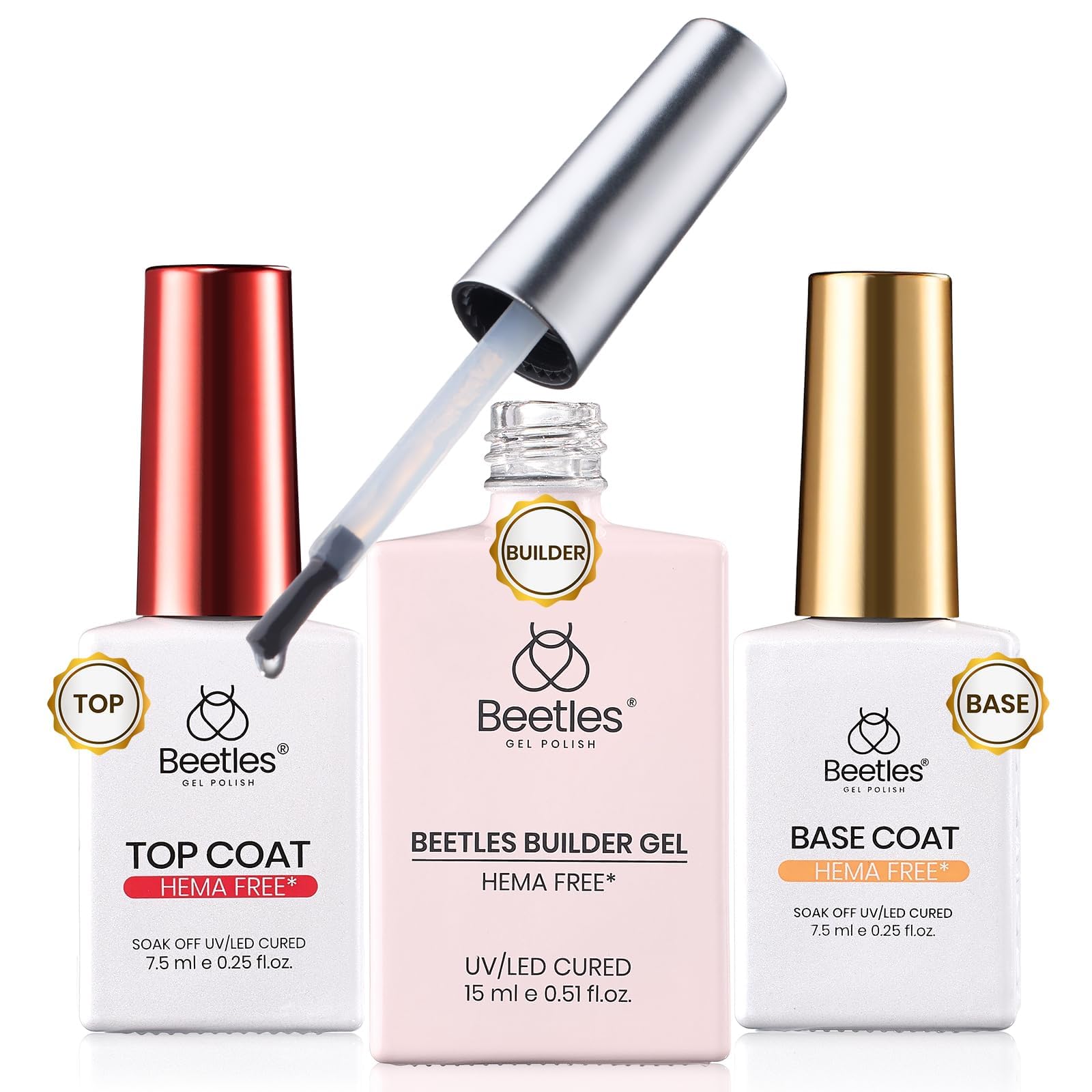 Beetles Builder Gel clear with smooth base delivers durable adhesion and glossy finish.