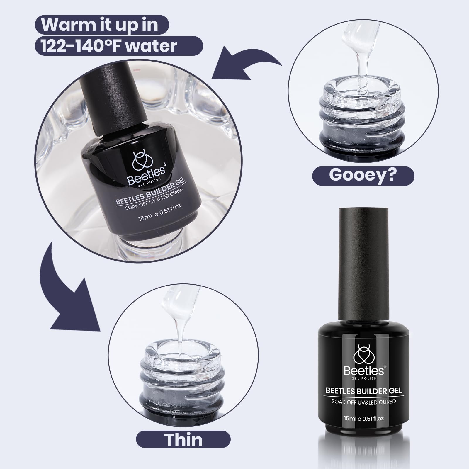 Beetles Builder Gel Indigo Nocturne finish-topcoat for mirror shine and durability.