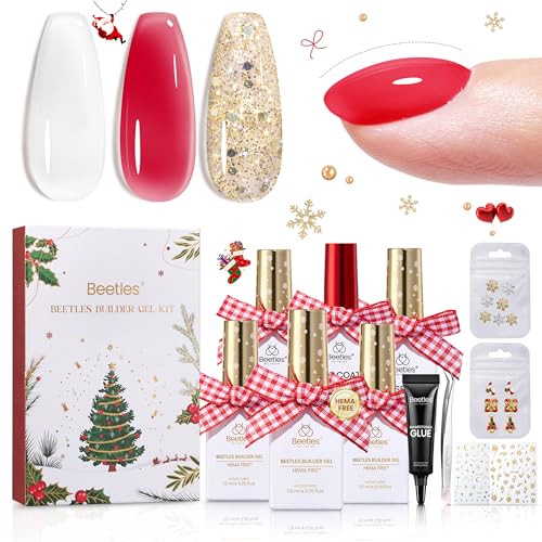 Beetles Builder Gel Kit Enchanted Night white red gold gels for apex-building at home