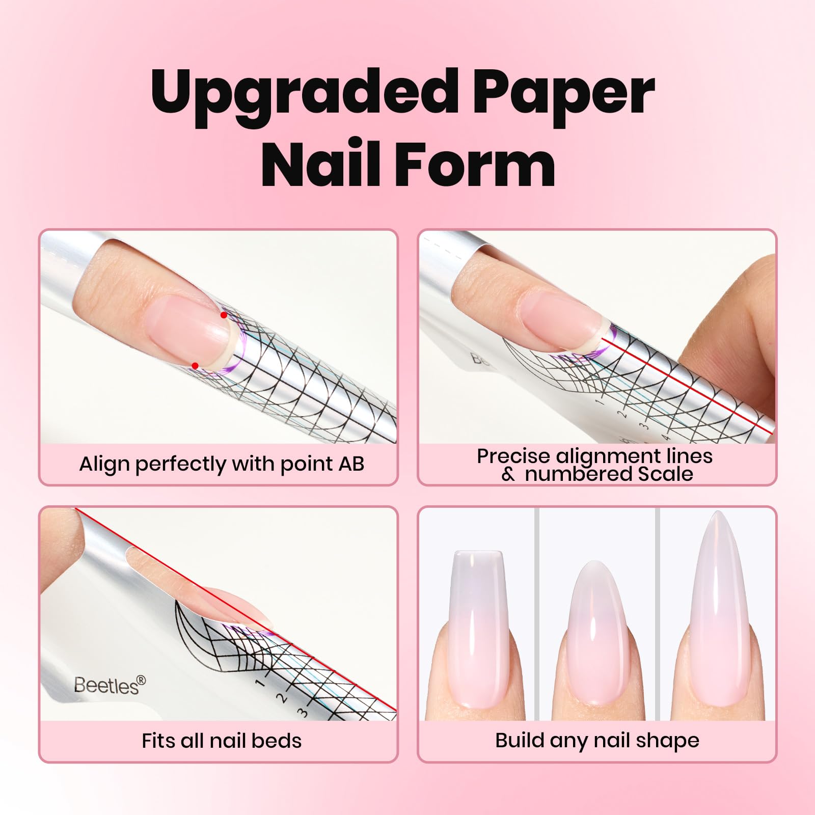 Beetles Builder Gel Kit nail forms to support clean extensions and shaping.