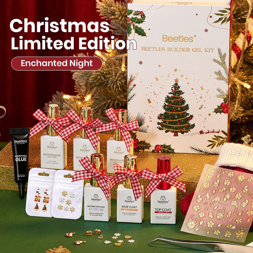 Beetles Builder Gel Kit Silver Glitter Top Coat for festive shine