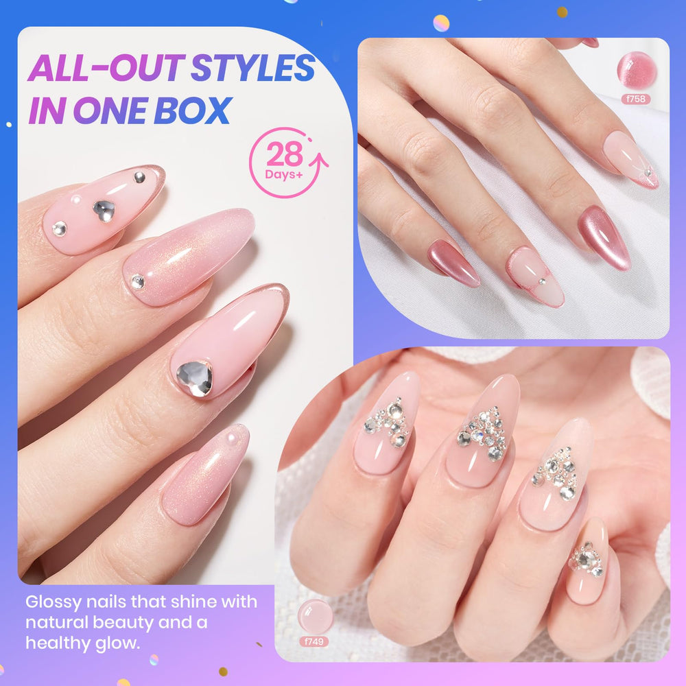 Beetles builder gel and glue image illustrates sturdy nail enhancements for home use.