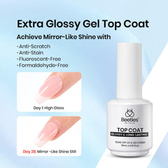 Beetles Builder Gel nail length extension creates confident length and even surface.