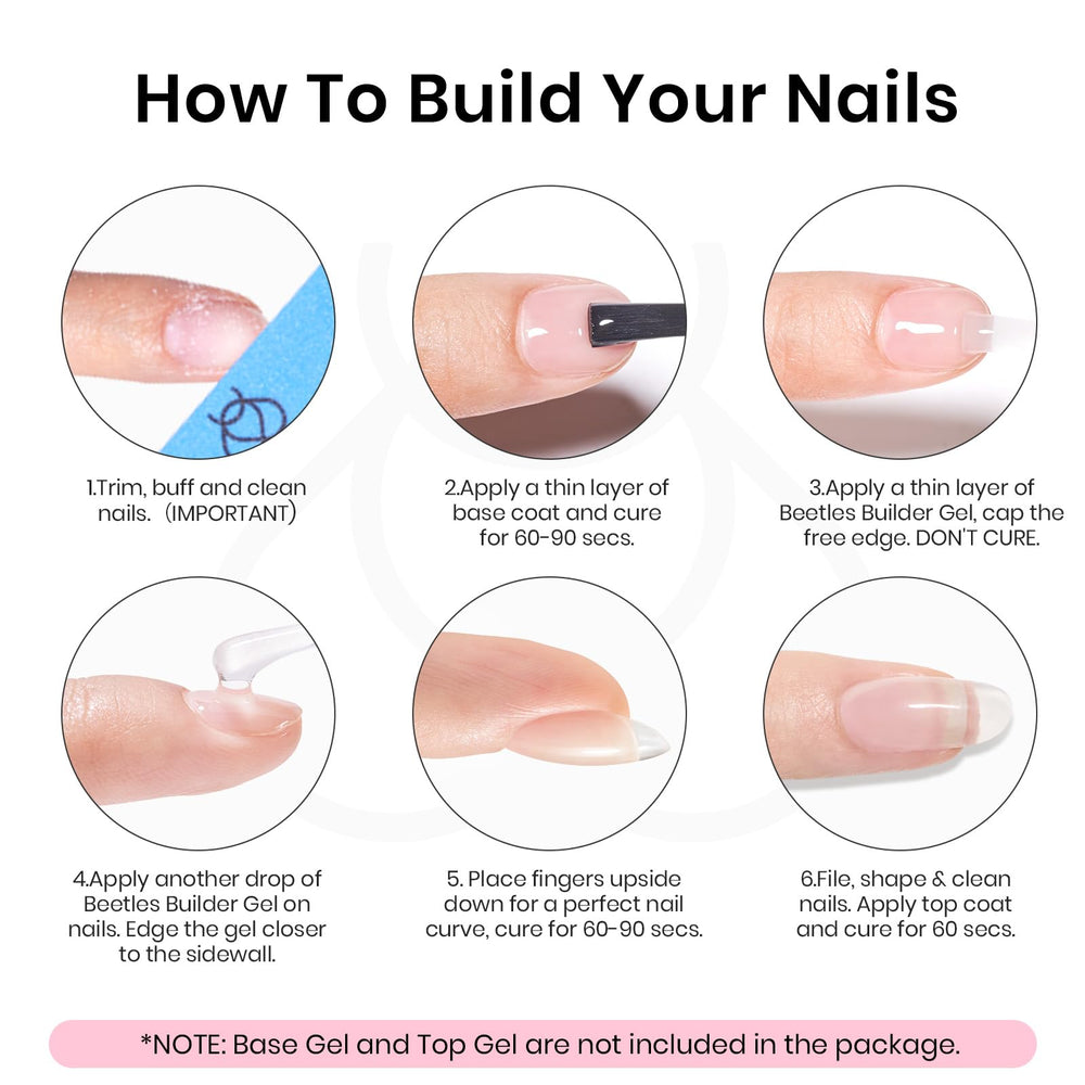 Beetles Builder Gel led-uv-cure promises a glossy protective layer when cured.