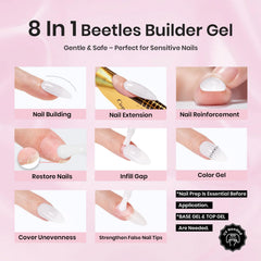 Beetles Builder Gel white-glitter-overlay demonstrates bold sparkle without hiding base shade.
