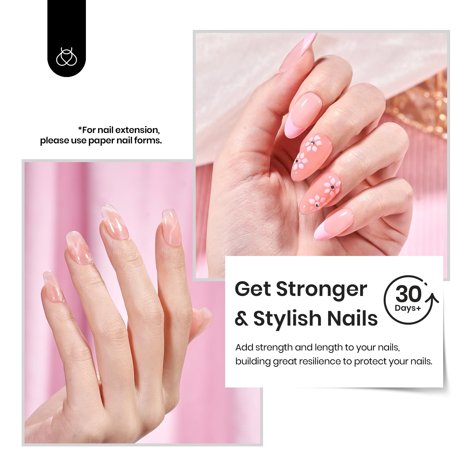 Beetles Builder Gel nude pink nails with natural look and long-lasting wear.