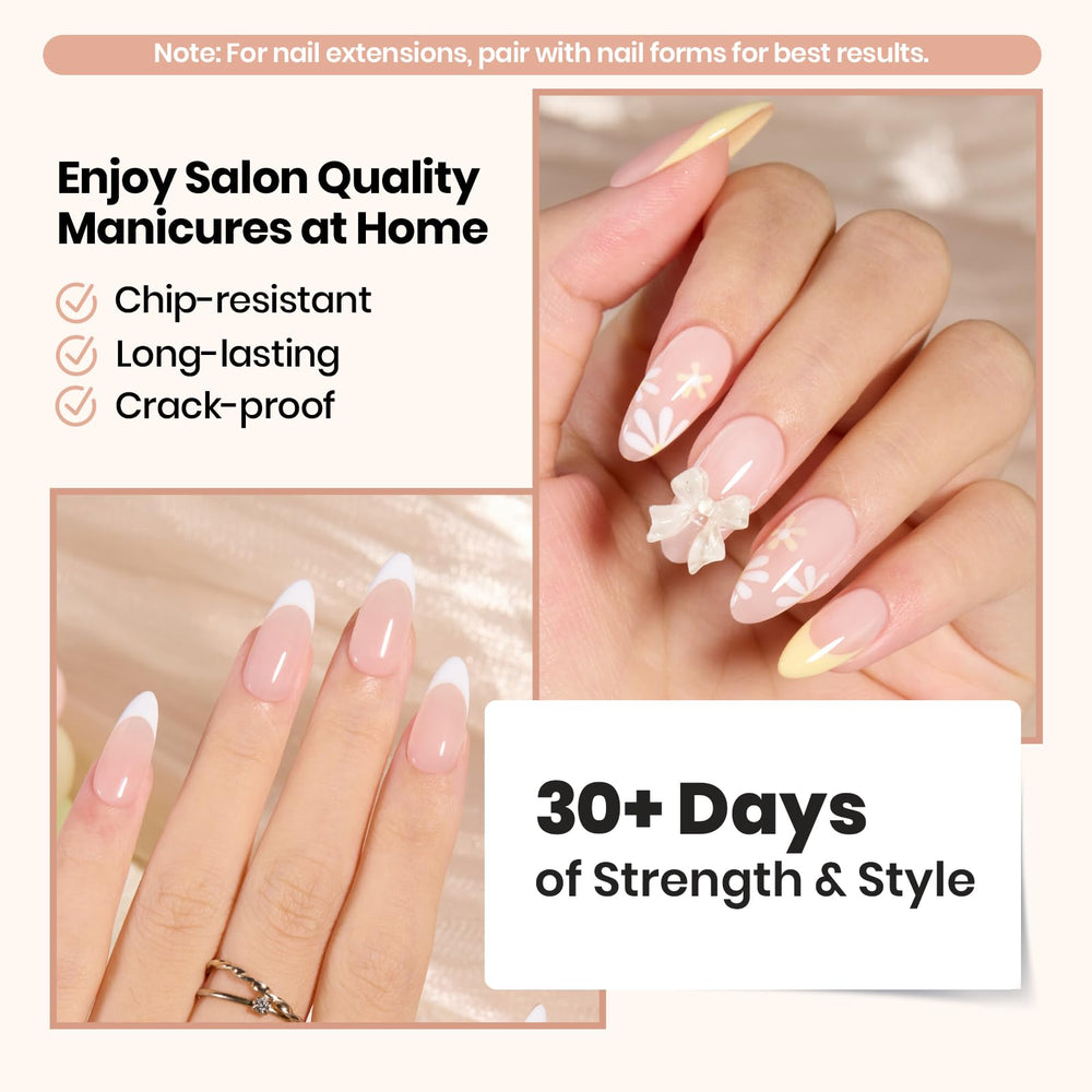 Beetles builder gel overlay applied over nail form for thickness