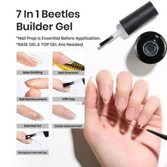Beetles Builder Gel self-leveling texture assists easy, smooth nail application.