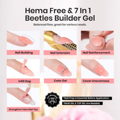 Beetles Builder Gel self-leveling formula helps beginners shape nails.