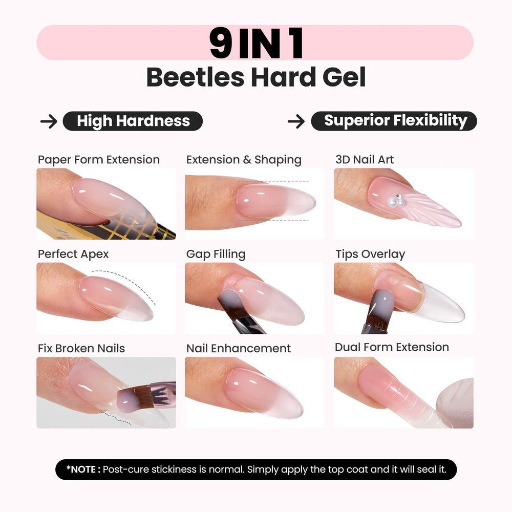 Beetles builder gel self-leveling for smooth shaping and natural curve.
