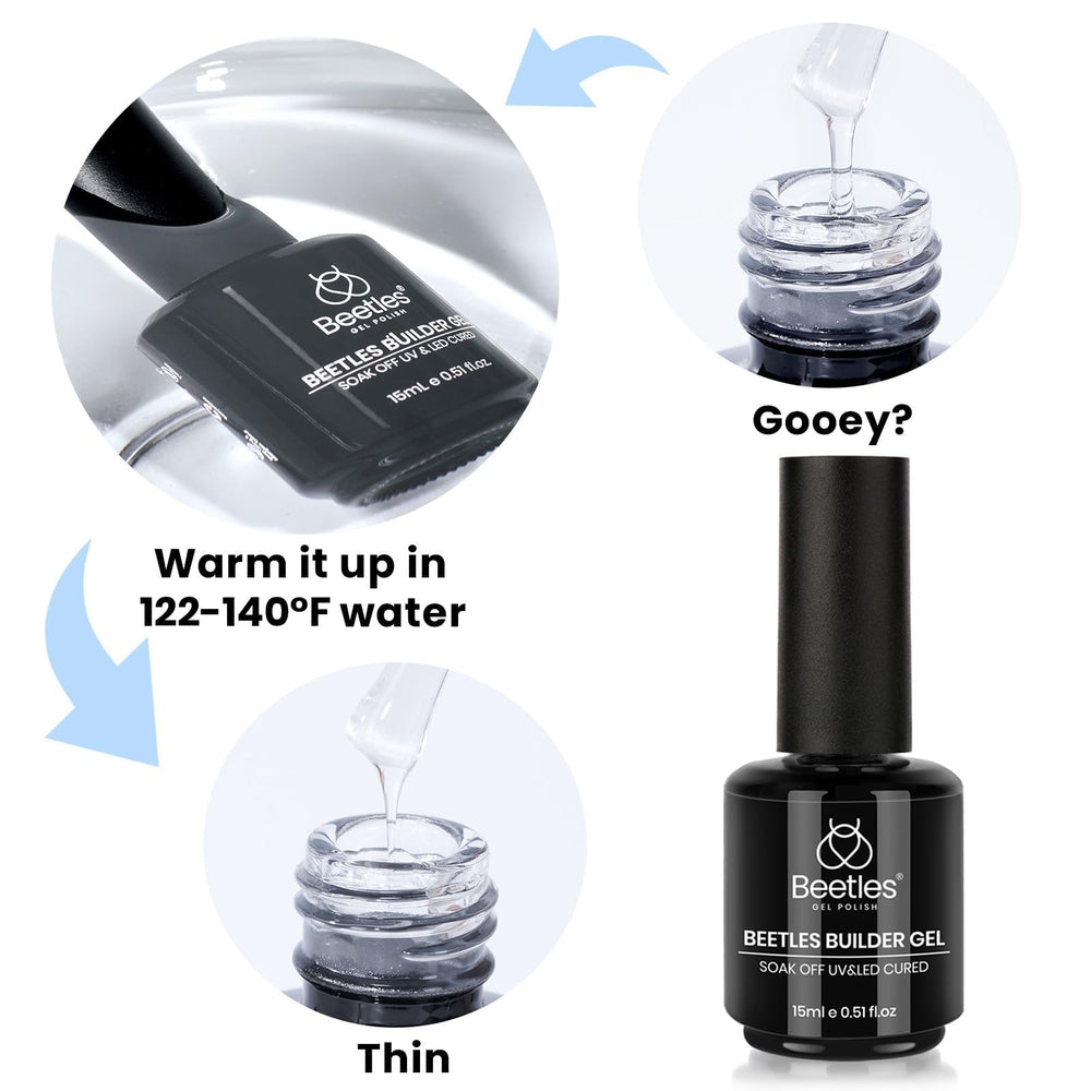 Beetles Builder Gel Set 9mm brush helps bubble-free precise sculpting.