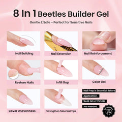 Beetles Builder Gel built-in brush close-up demonstrates bubble-free application control