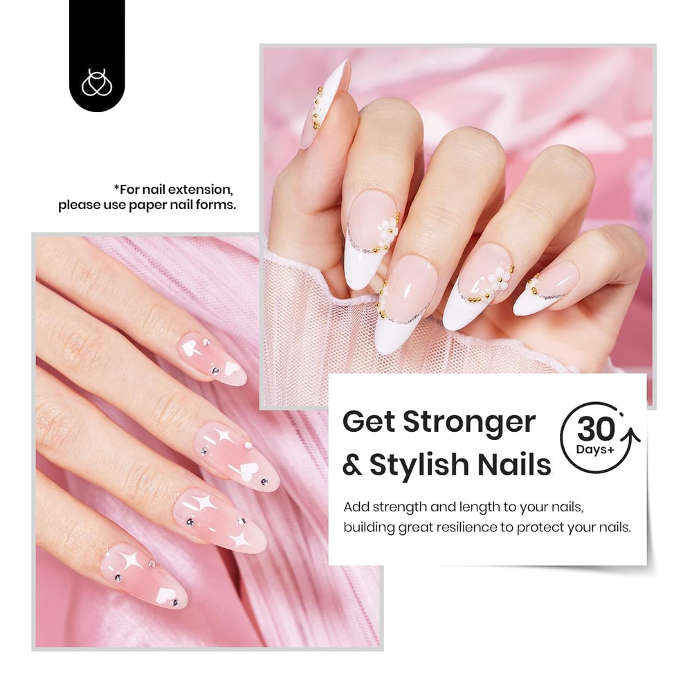 Beetles Builder Gel HEMA-free label emphasizes gentler option for sensitive users