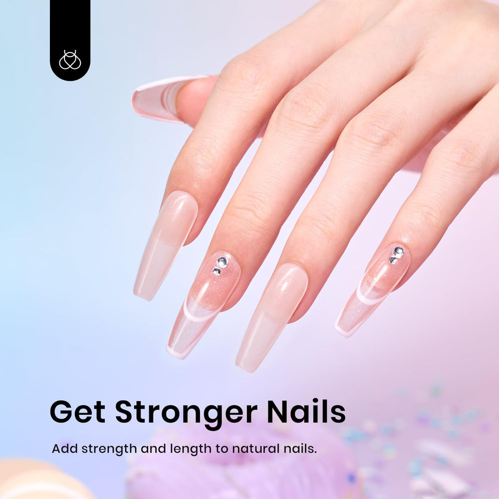 Beetles Builder Gel Set nail-extension process demonstrates even layer control