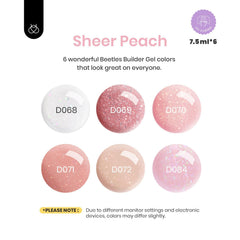 Beetles Builder Gel Set nude-pink glitter demonstrates smooth gel application for strong extensions