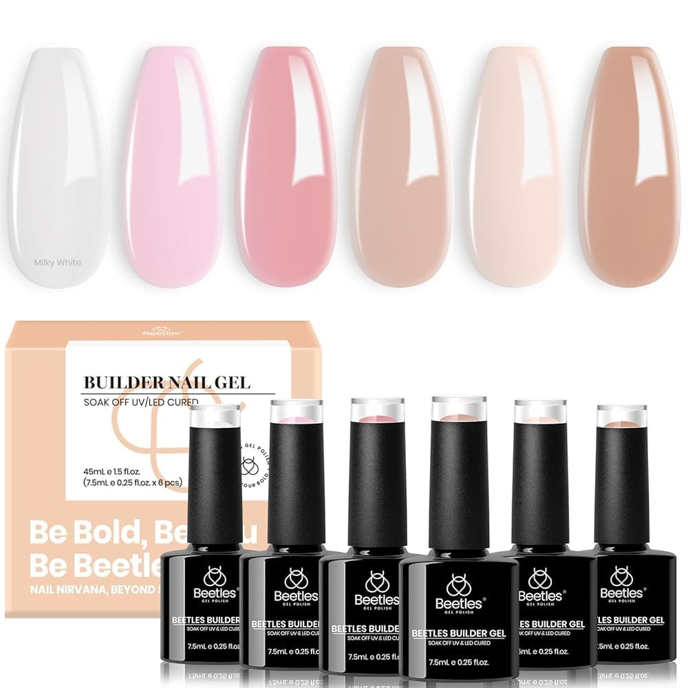 Beetles Builder Gel Set Sheer Luck color swatches for DIY manicures