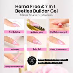 Beetles Builder Gel Six Colors Swirl shows versatile palette for creative nail art.