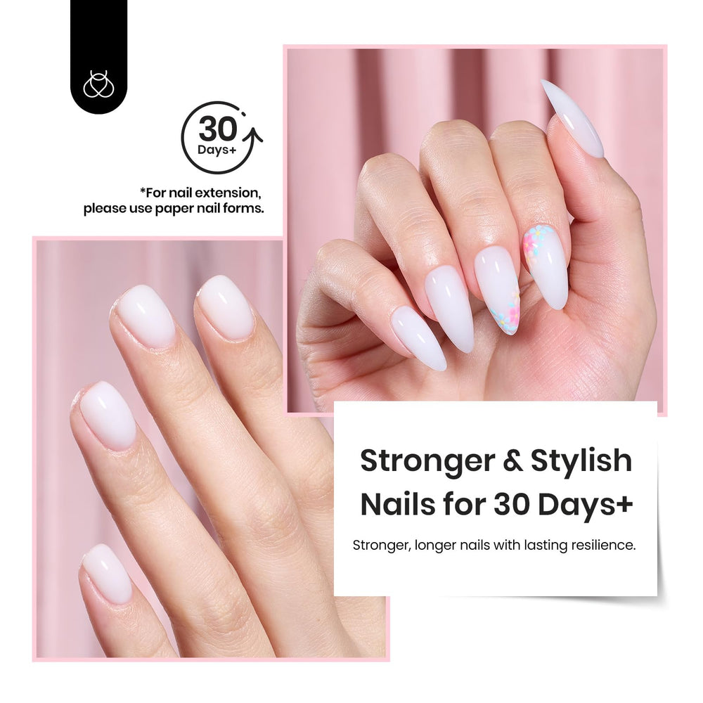 Beetles Builder Gel soft translucent white swatch showing chic French-tip possibility