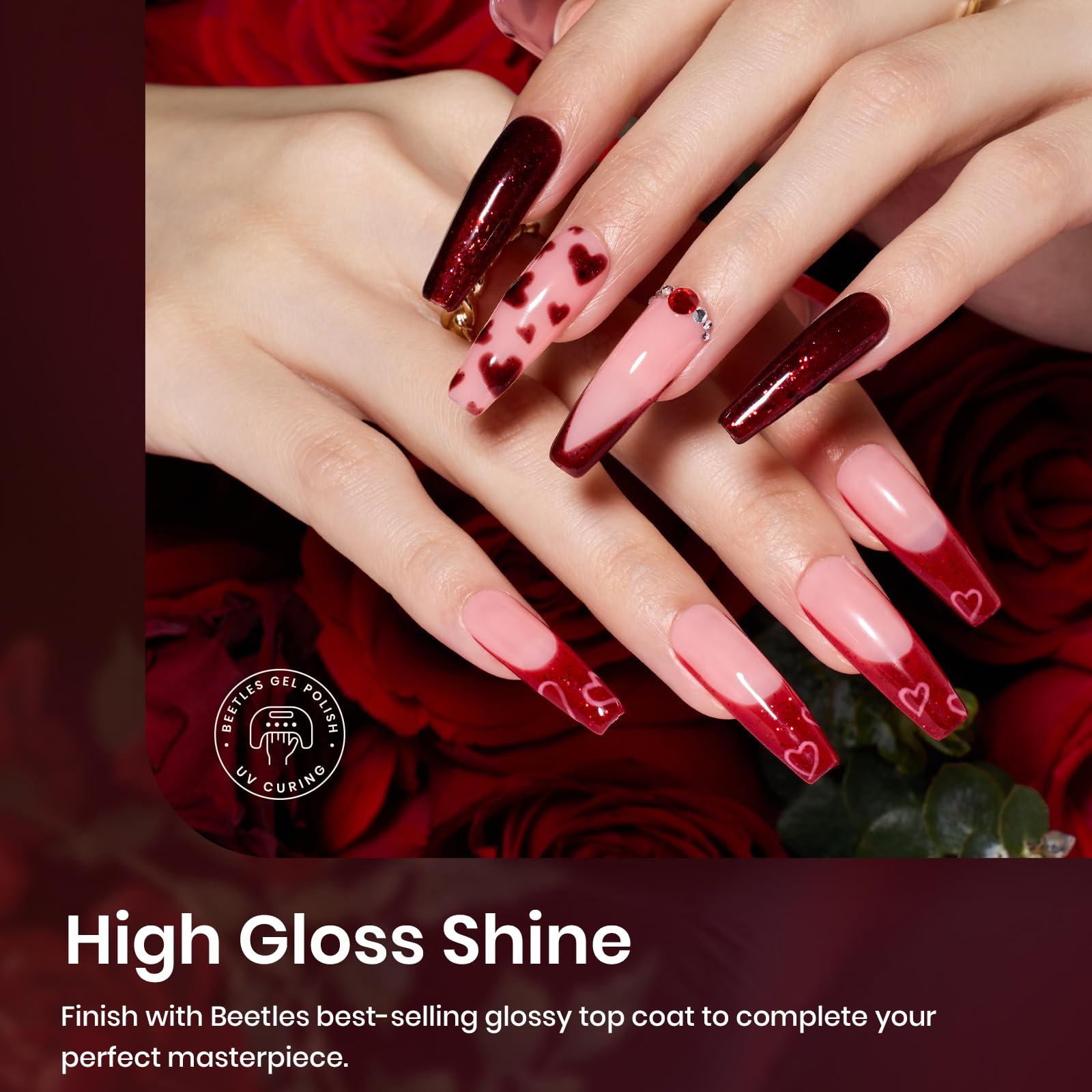 Beetles burgundy glitter shade swatch highlights holiday sparkle