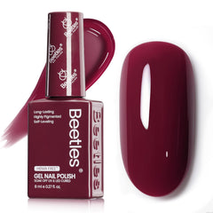 Beetles Burgundy Red gel bottle front view for easy shade identification