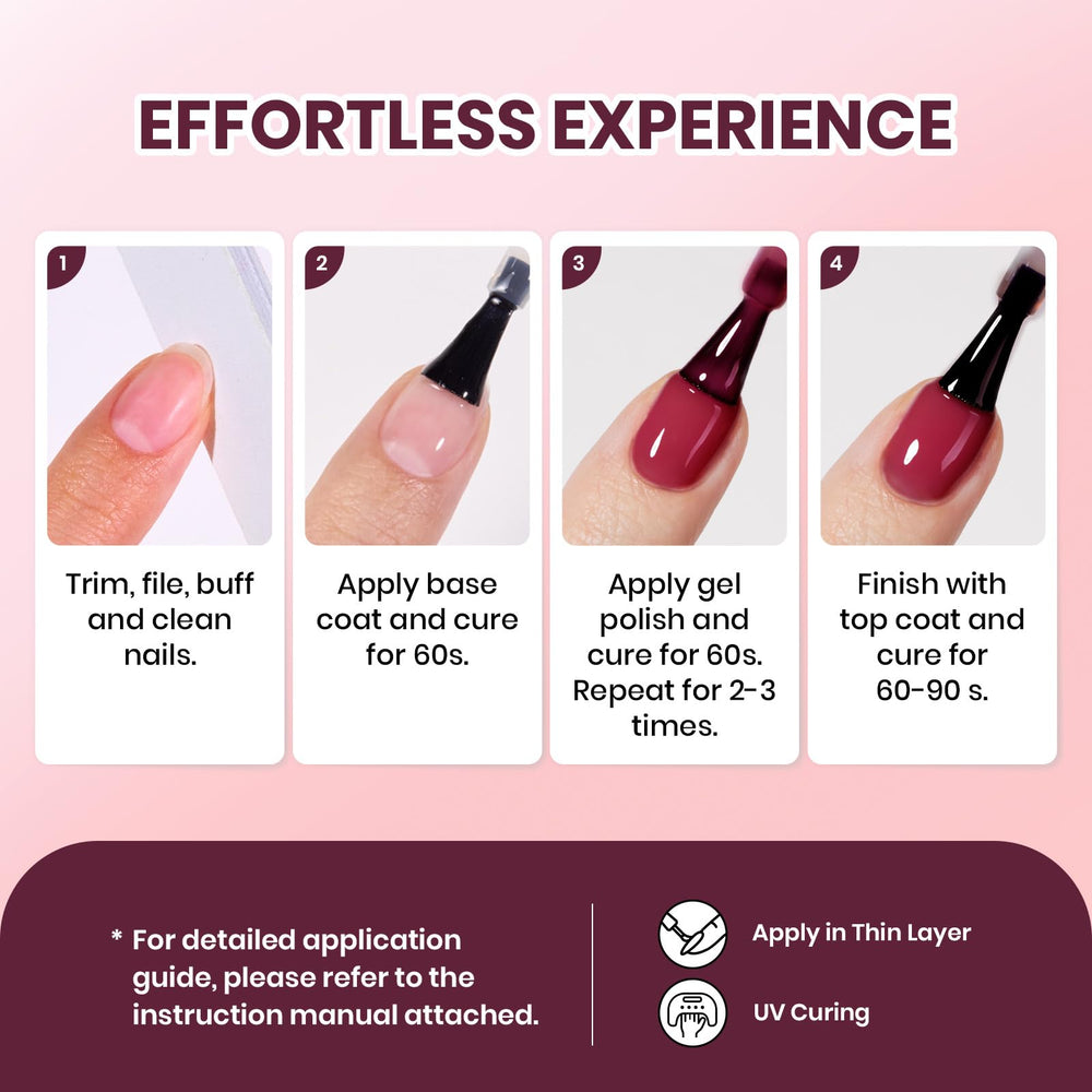 Beetles Burgundy Red gel polish warm tips for best results