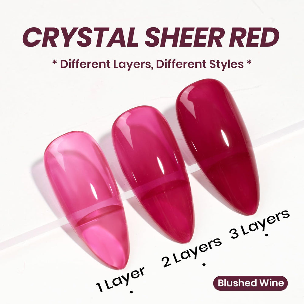 Beetles Burgundy Red gel polish layer showing translucent to opaque effect