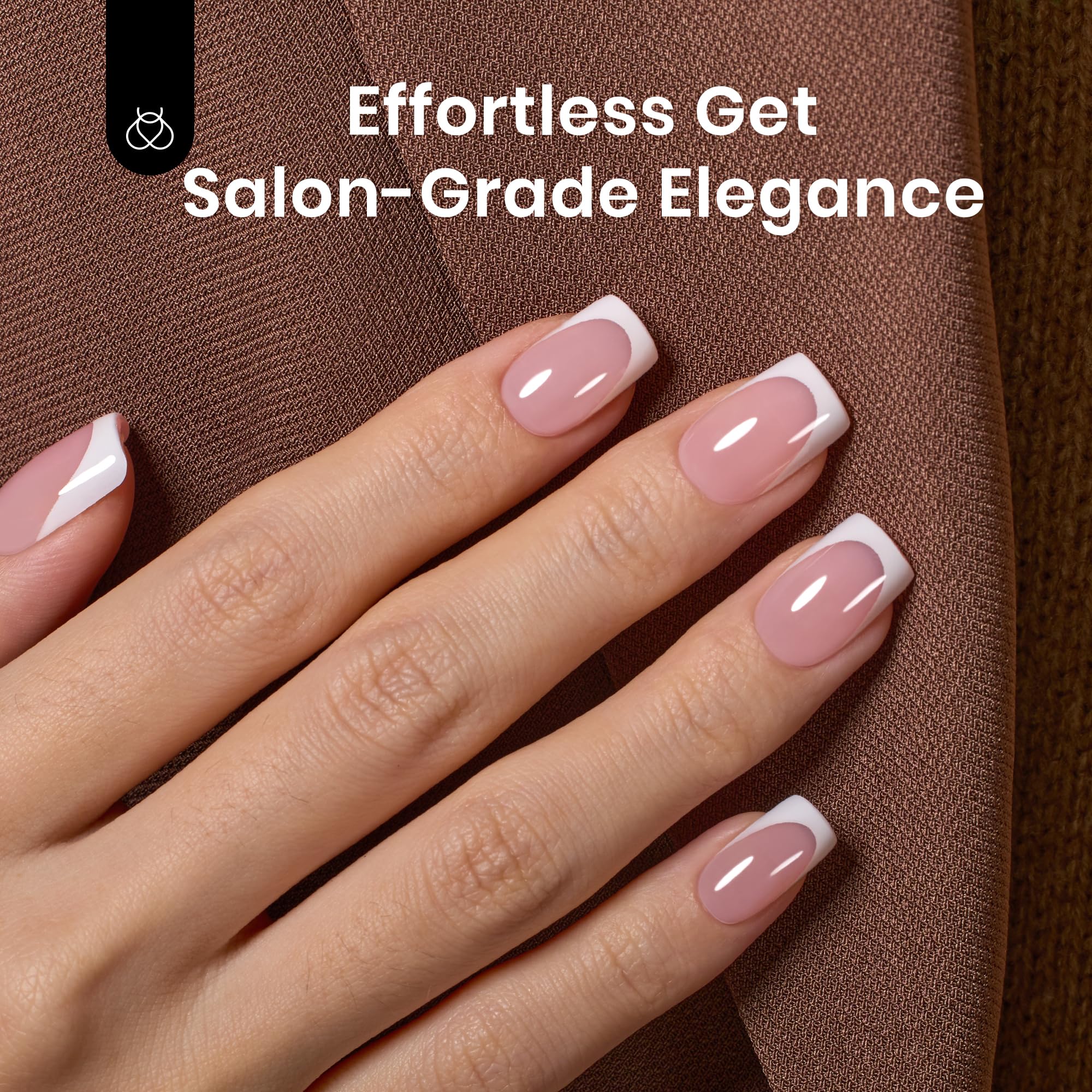 Beetles Camellia French tip nails pink short press-on for easy at-home application