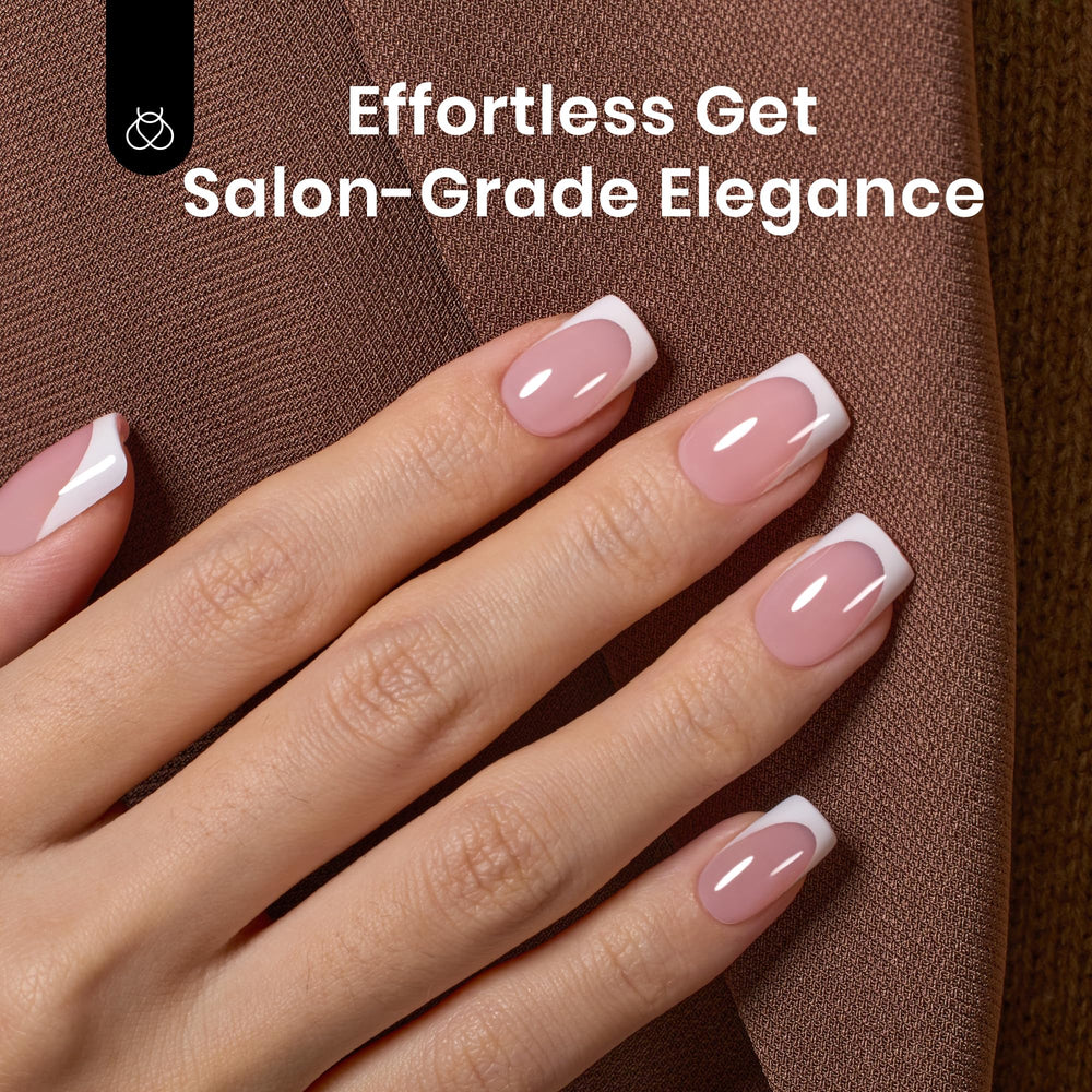 Beetles Camellia French tip nails pink short press-on for easy at-home application