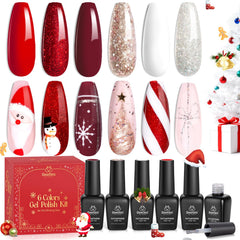 Beetles Candy Cane gel nail polish set — six festive colors for holiday nails.