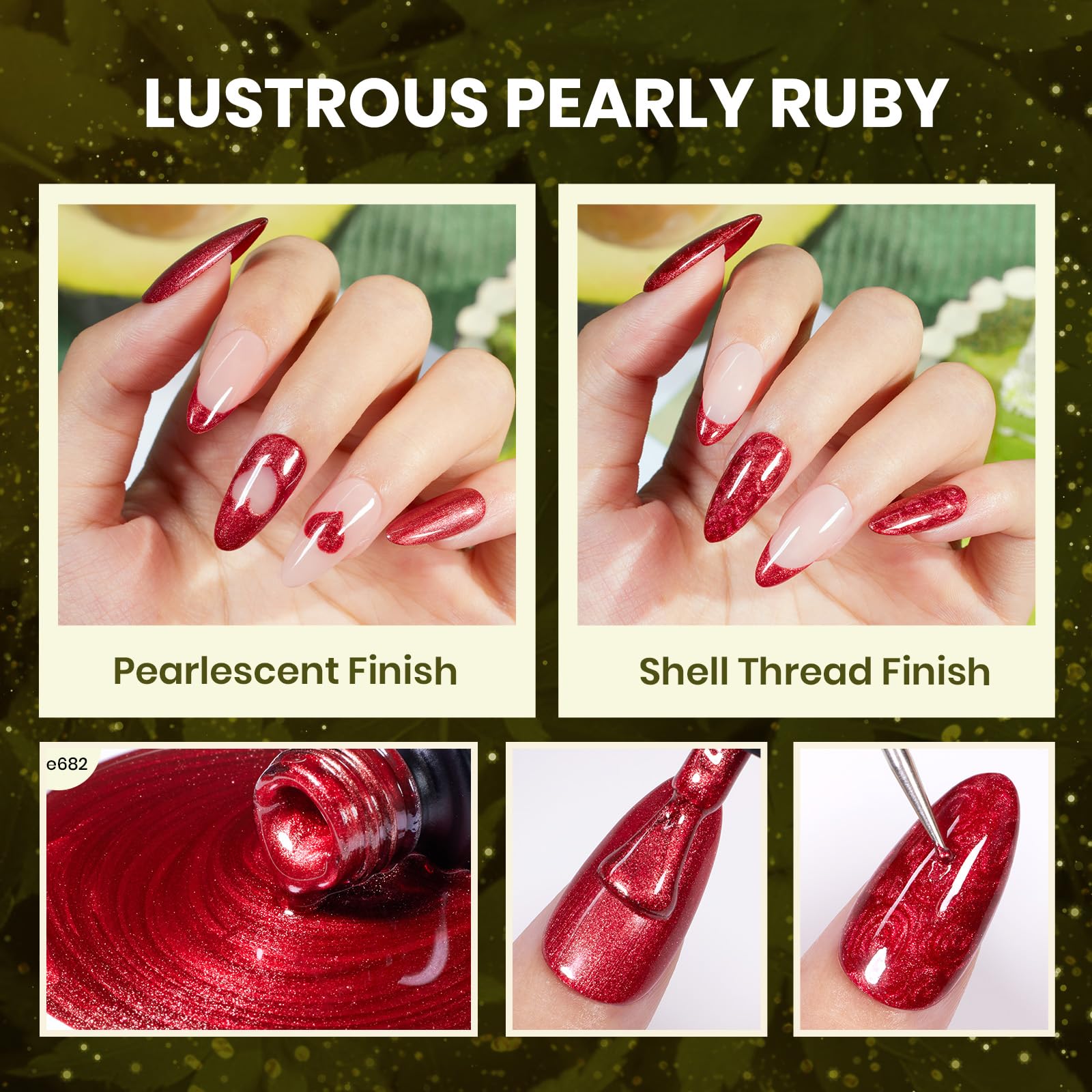 Beetles Cat Eye color swatches show burgundy, brown, green and glitter shades