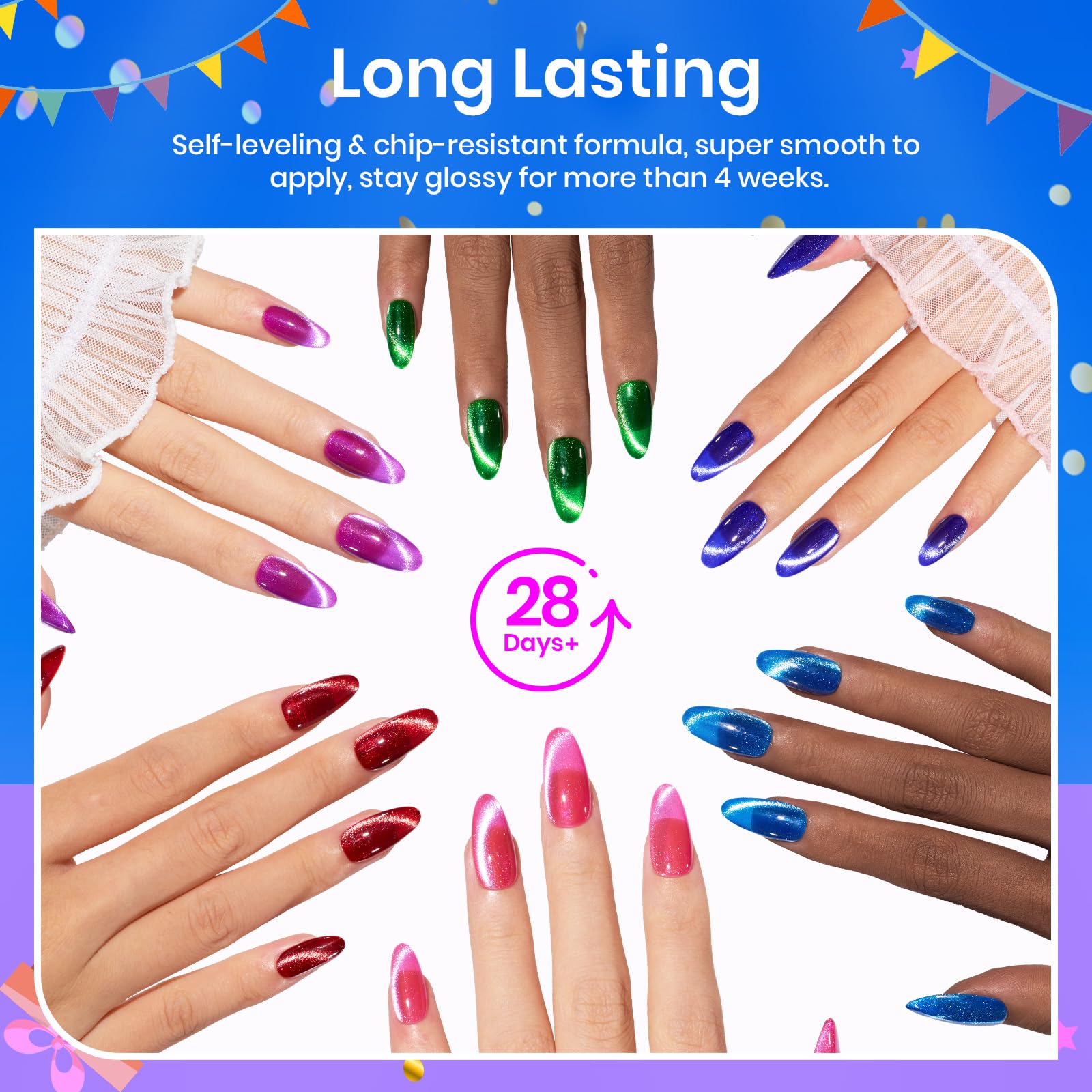 Beetles Cat Eye Gel Nail Polish long-lasting 28+ days with high-gloss finish.