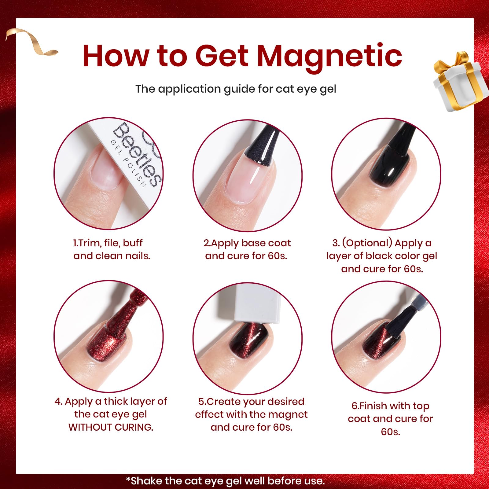 Beetles Cat Eye Gel Polish bottle close-up with sparkling finish.