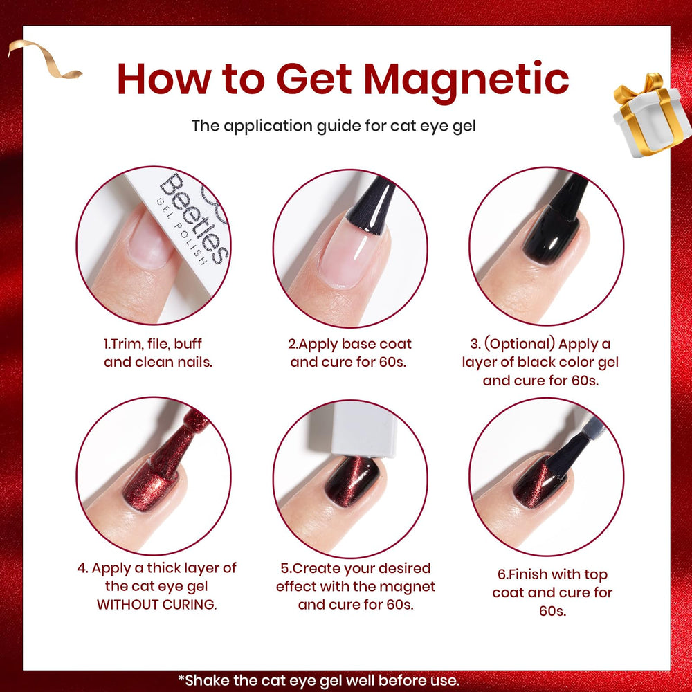 Beetles Cat Eye Gel Polish bottle close-up with sparkling finish.