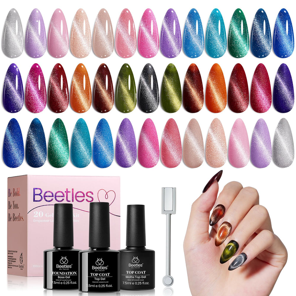 Beetles Cat Eye Gel Nail Polish Kit color palette for versatile looks