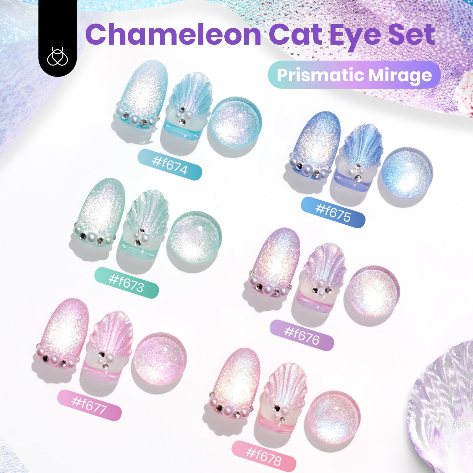 Beetles Cat Eye Gel Nail Polish purple-mermaid shade creates iridescent drama for statement nails.