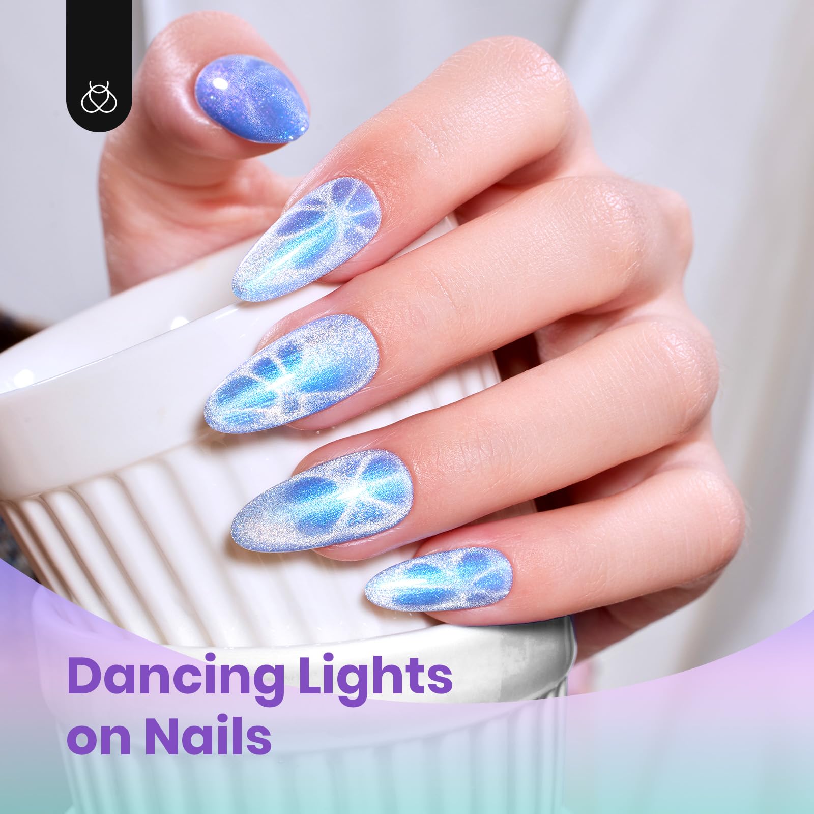 Beetles Cat Eye Gel Nail Polish Set color swatches show gradient depth for dynamic light reflections.