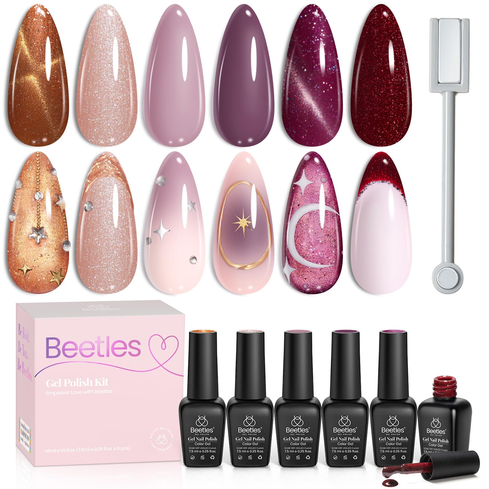 Beetles Cat Eye Gel Nail Polish Set packaging highlights gift-ready presentation