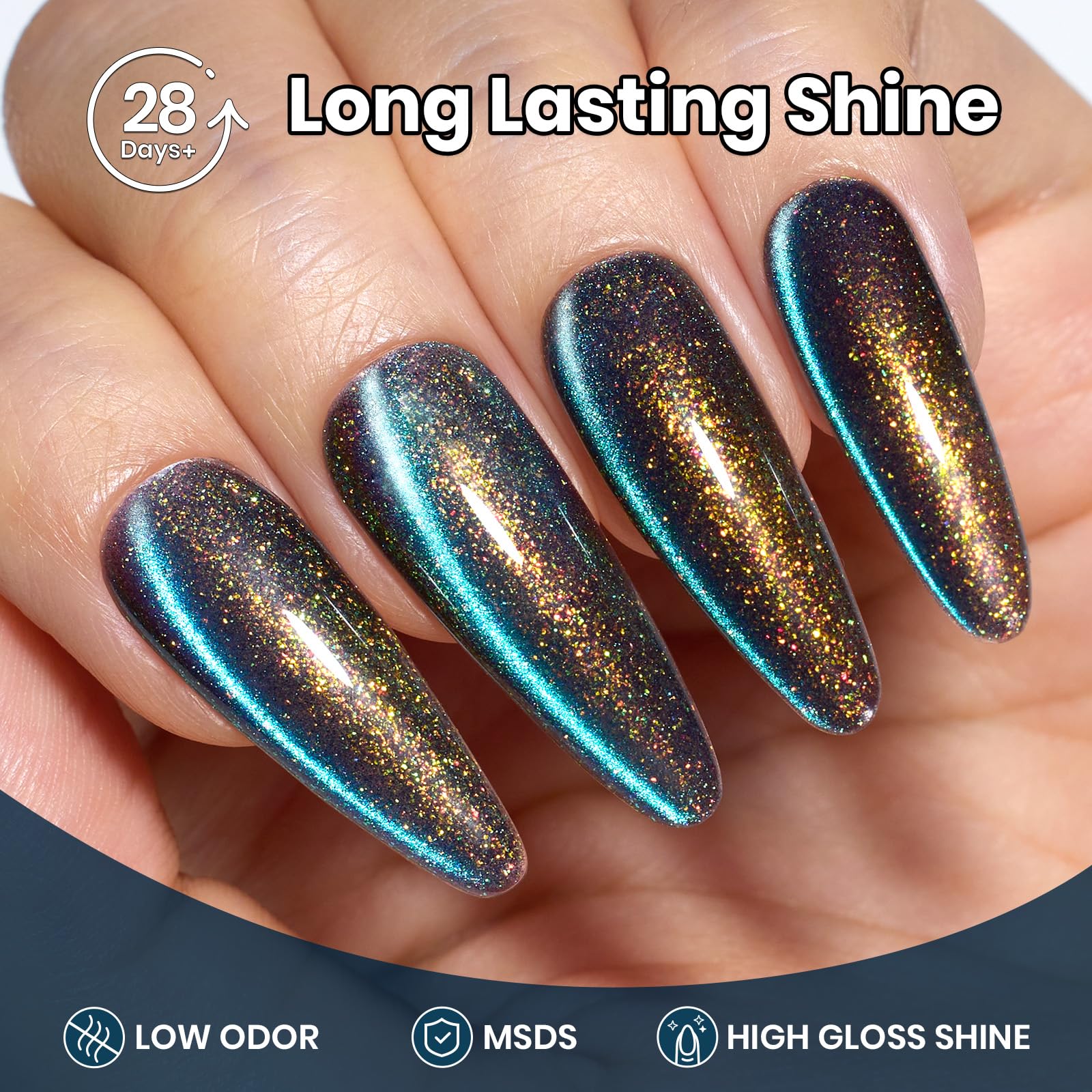 Beetles Cat Eye Gel Polish color f667 showing chic customizable look