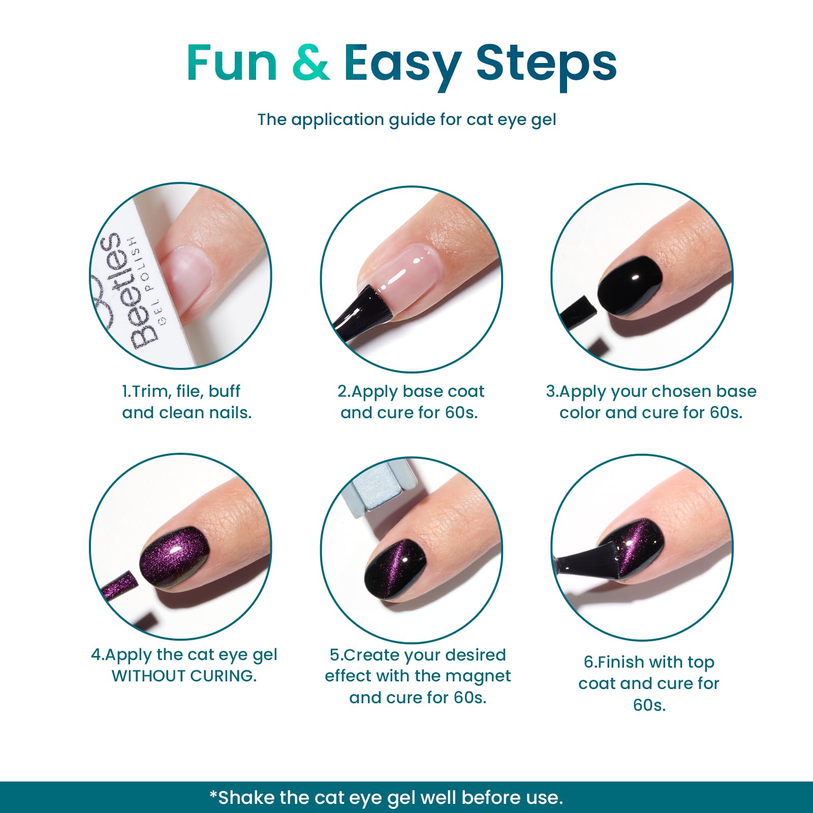 Beetles Cat Eye Gel Polish Ombre Nails Look for gradient styling