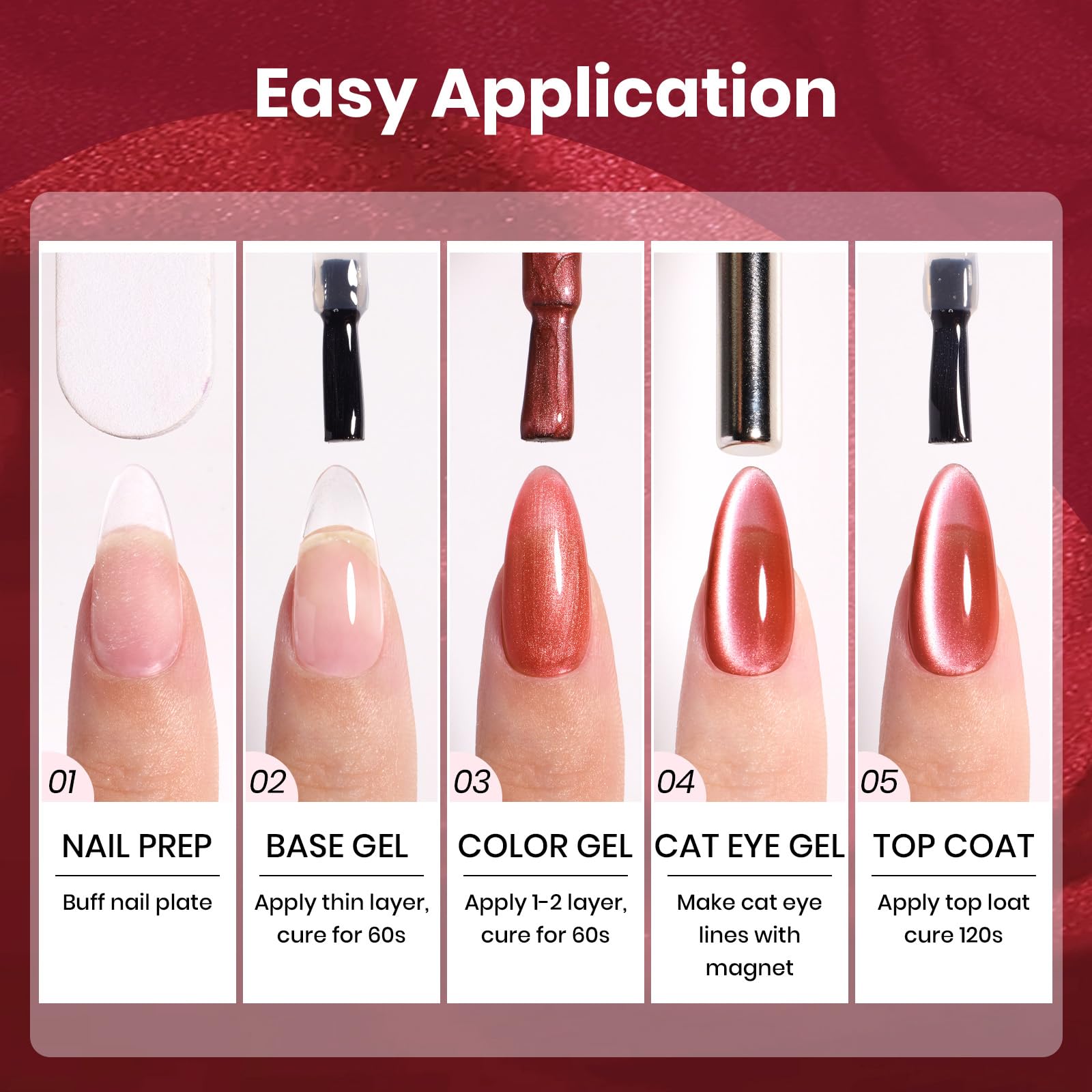 Beetles cat eye effects showcased in elegant nail art design.
