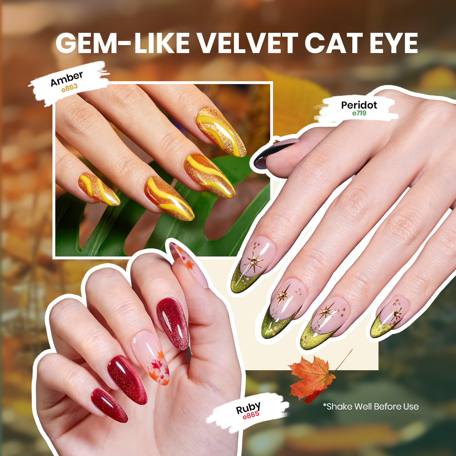 Beetles Cat Eye magnet demonstrates magnetic effects for customizable nails.