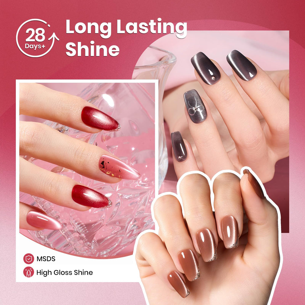 Beetles Cat Eye Gel Polish Ceramic Finish delivers smooth texture and reflective shine