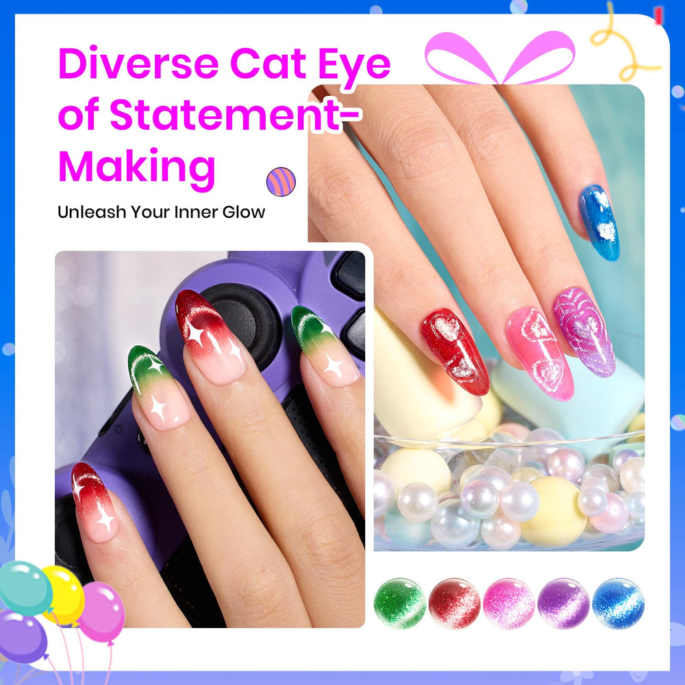 Beetles Cat Eye Gel Nail Polish green gloss delivers emerald-toned cat-eye nails.