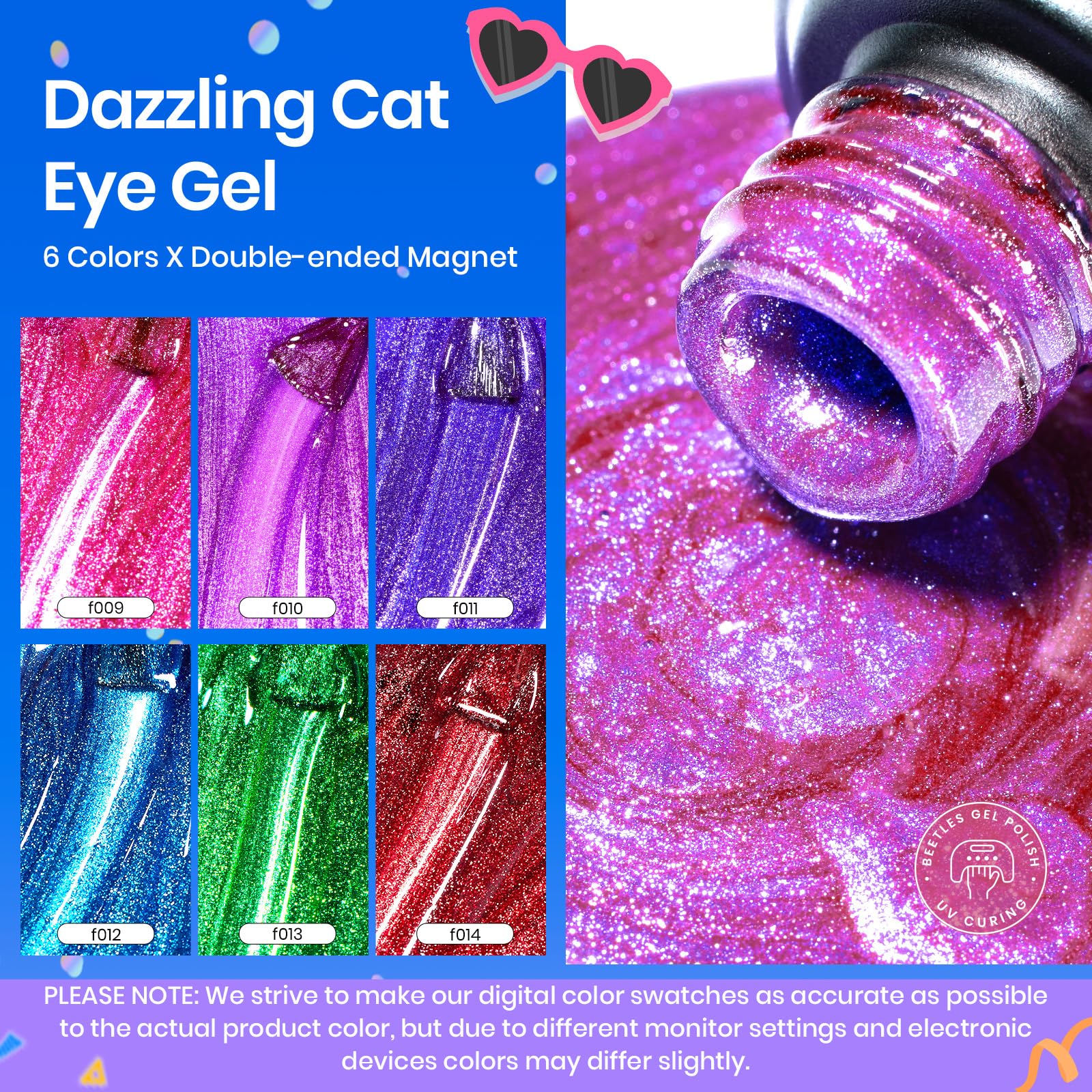 Beetles Cat Eye Gel Nail Polish neon red for bold, head-turning manicure.
