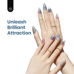 Beetles Cat Eye Purple Gel Polish swatch revealing magnetic glitter finish.