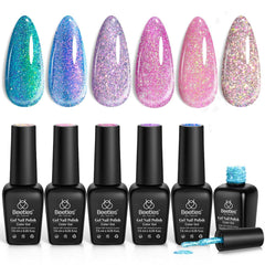 Beetles Chameleon Gel Polish 6 colors set on display for versatile manicure looks