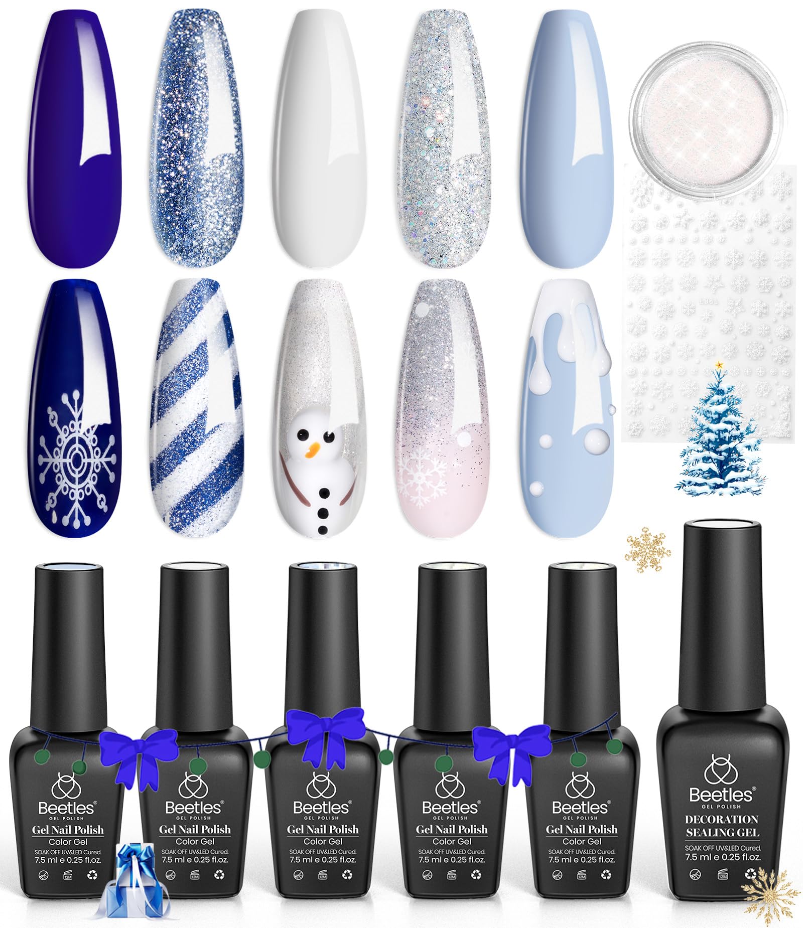Beetles Christmas gel nail polish set shows five winter colors for at home manicures