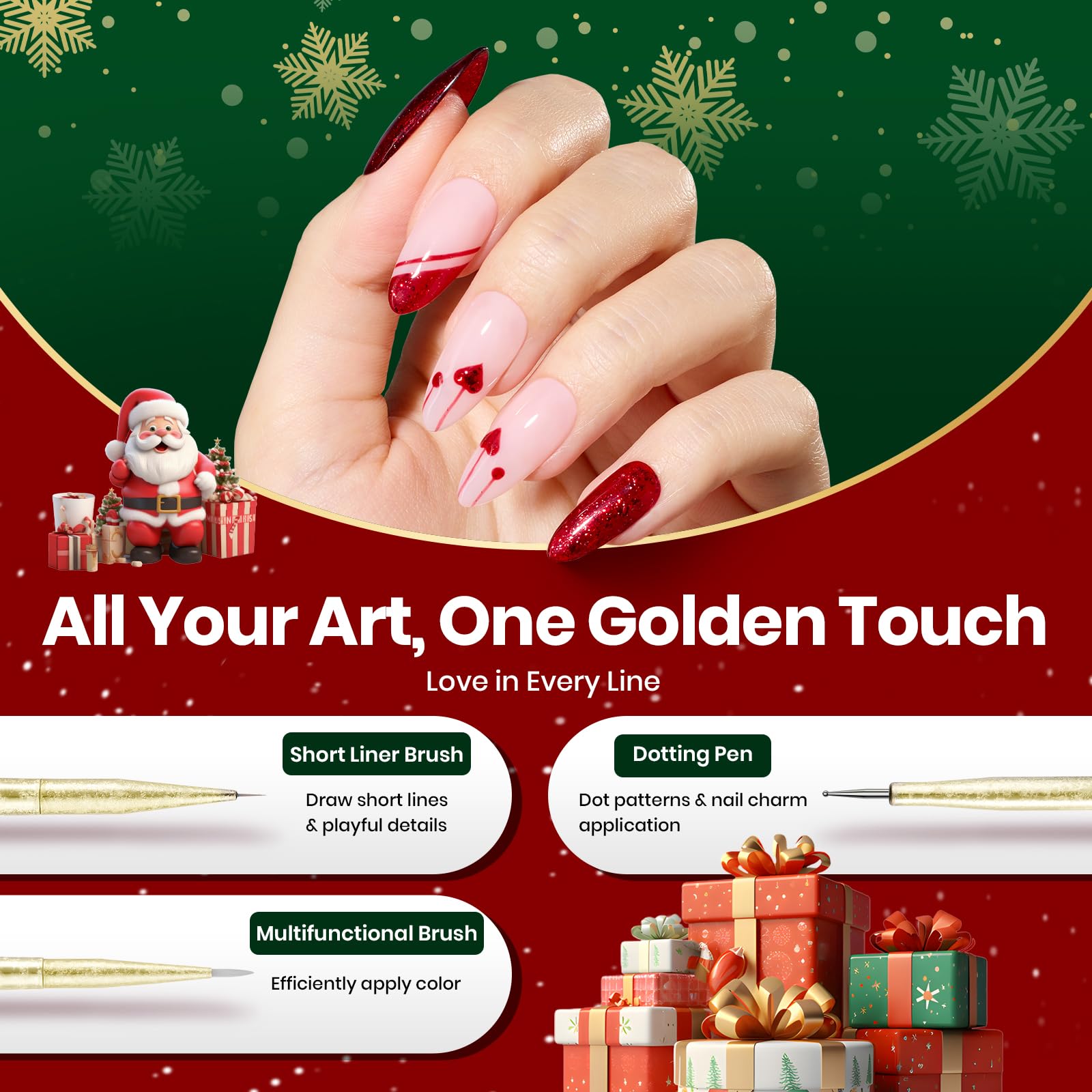Beetles Christmas Nail Art Brushes gradient brush for smooth fades