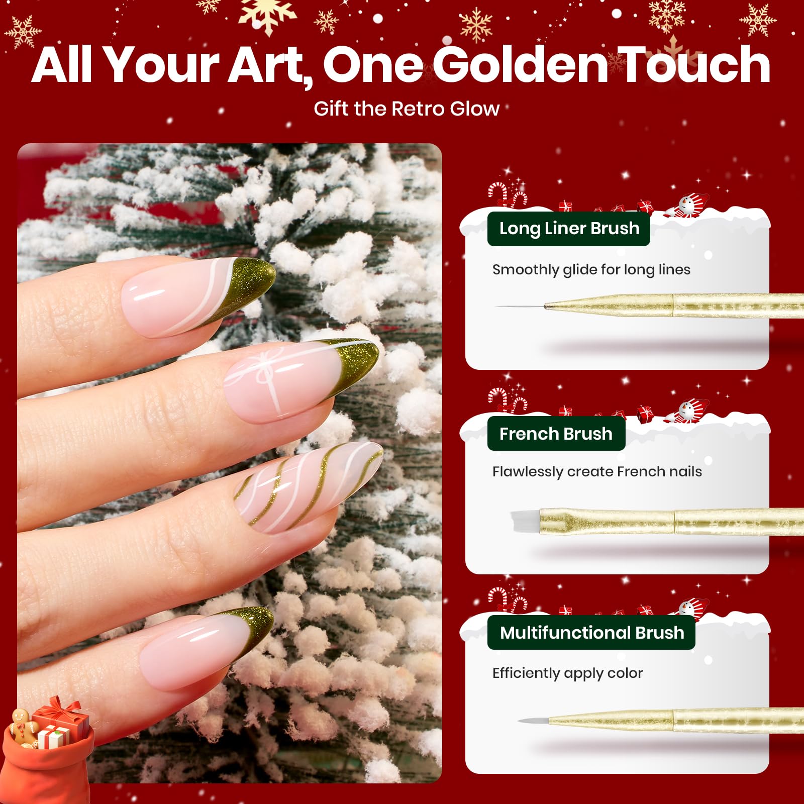 Beetles Christmas Nail Art Brushes long liner brush for flowing lines