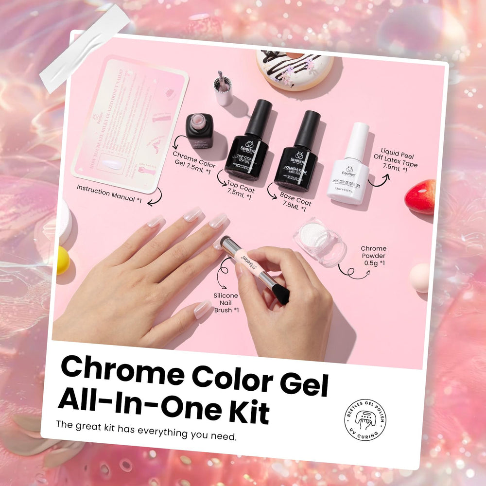 Beetles chrome color gel bottle with mirror sheen ready for nails